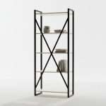 modern CircleBox metal frame bookshelf with wooden shelves for home and office storage