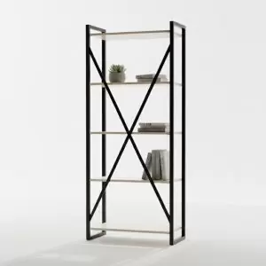 modern CircleBox metal frame bookshelf with wooden shelves for home and office storage