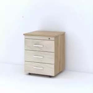 Wooden Office Drawer Cabinet with three drawers, lock, and wheels by CircleBox