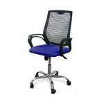 ProLine Chair – ergonomic office chair in Bangladesh with blue seat, black mesh back, and chrome base.