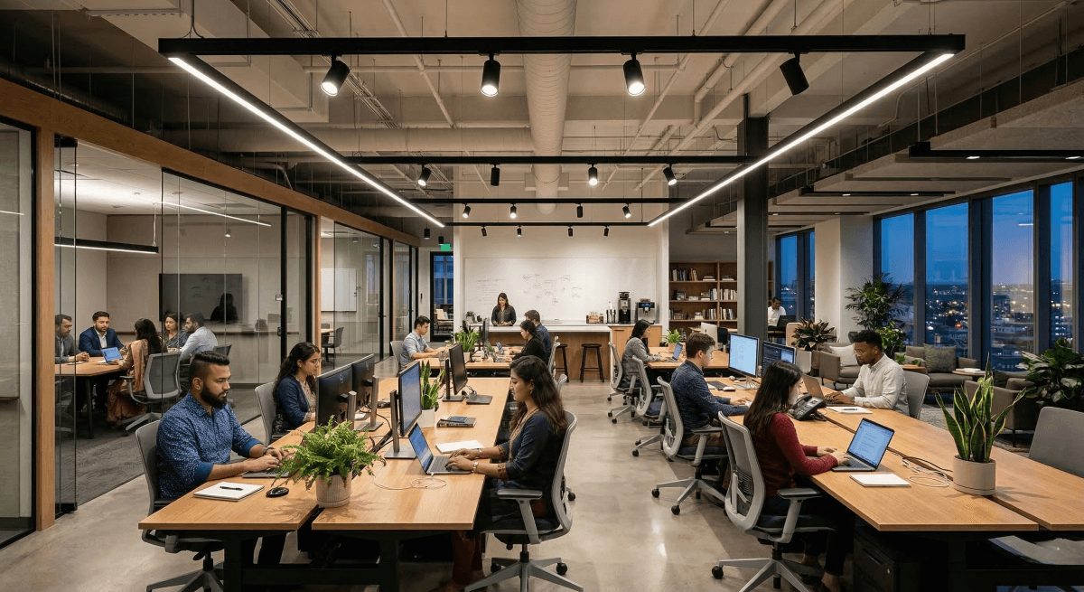 modern office lighting Bangladesh workspace design