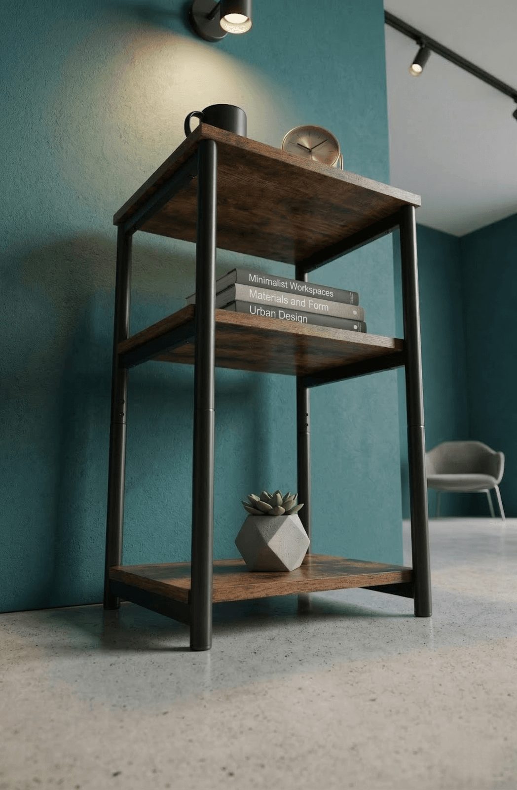 CircleBox RusticShelf in Bangladesh 3 tier wooden shelf table with metal frame for home and office