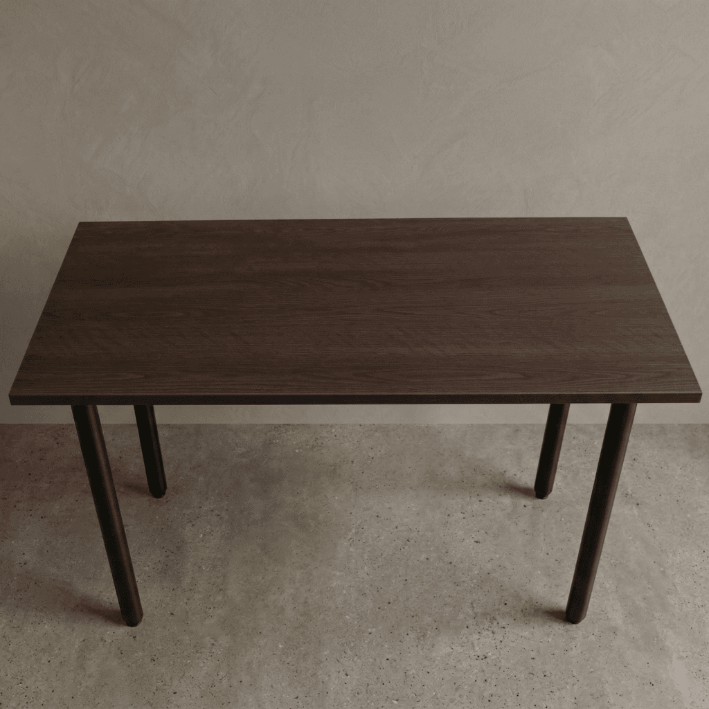 CircleBox Linear Desk in Bangladesh minimalist study desk with wooden top and white metal legs